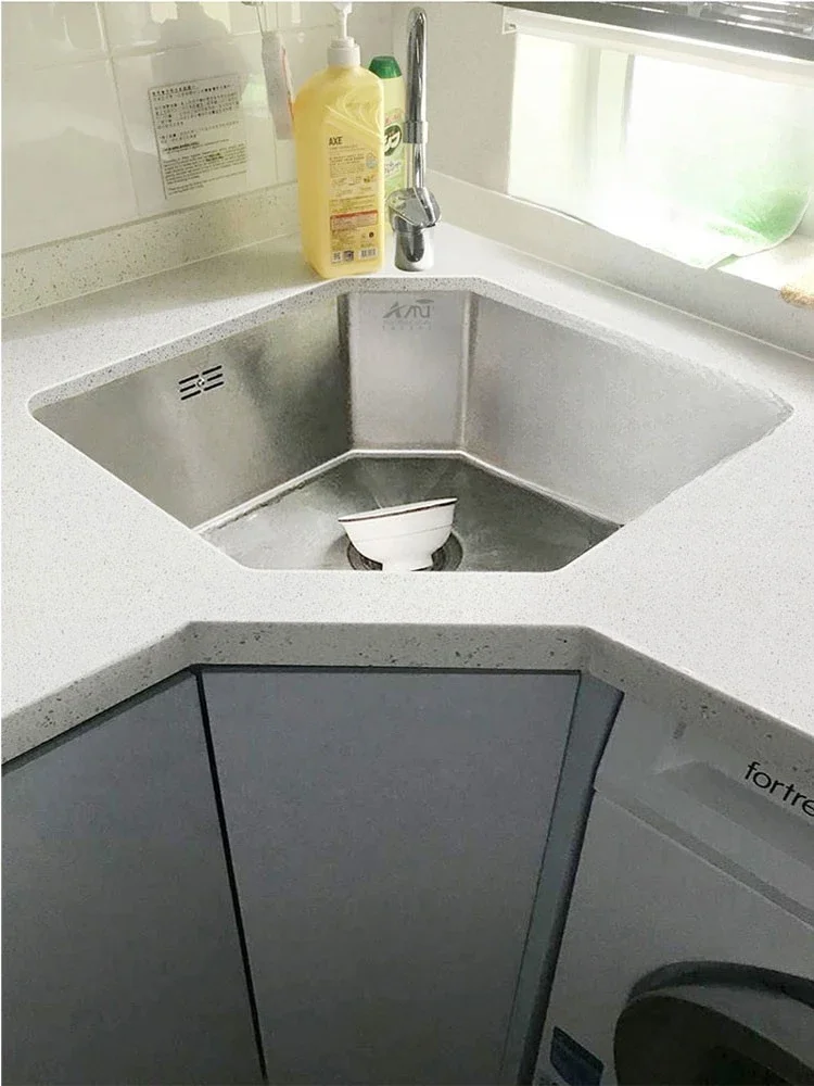 Black gold steel nano handmade corner sink kitchen corner vegetable basin special-shaped sink under the counter sink