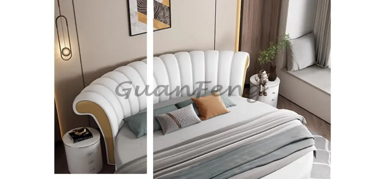 Modern Small Family Bed Round Minimalist Design Double Confortable Bed Wedding Fashionable Light Luxury Muebles Home Furniture