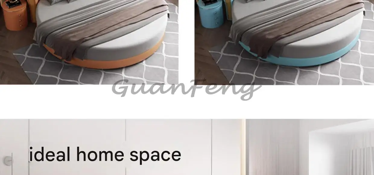 Modern Small Family Bed Round Minimalist Design Double Confortable Bed Wedding Fashionable Light Luxury Muebles Home Furniture