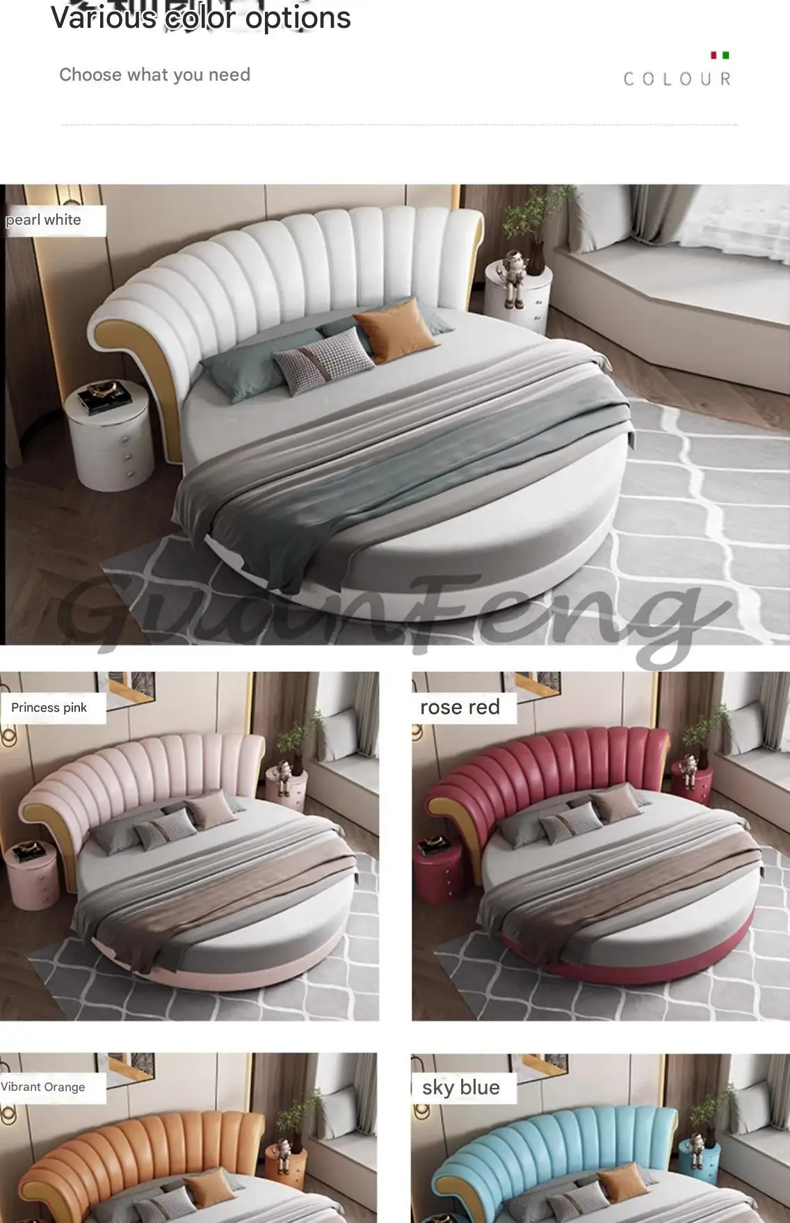 Modern Small Family Bed Round Minimalist Design Double Confortable Bed Wedding Fashionable Light Luxury Muebles Home Furniture