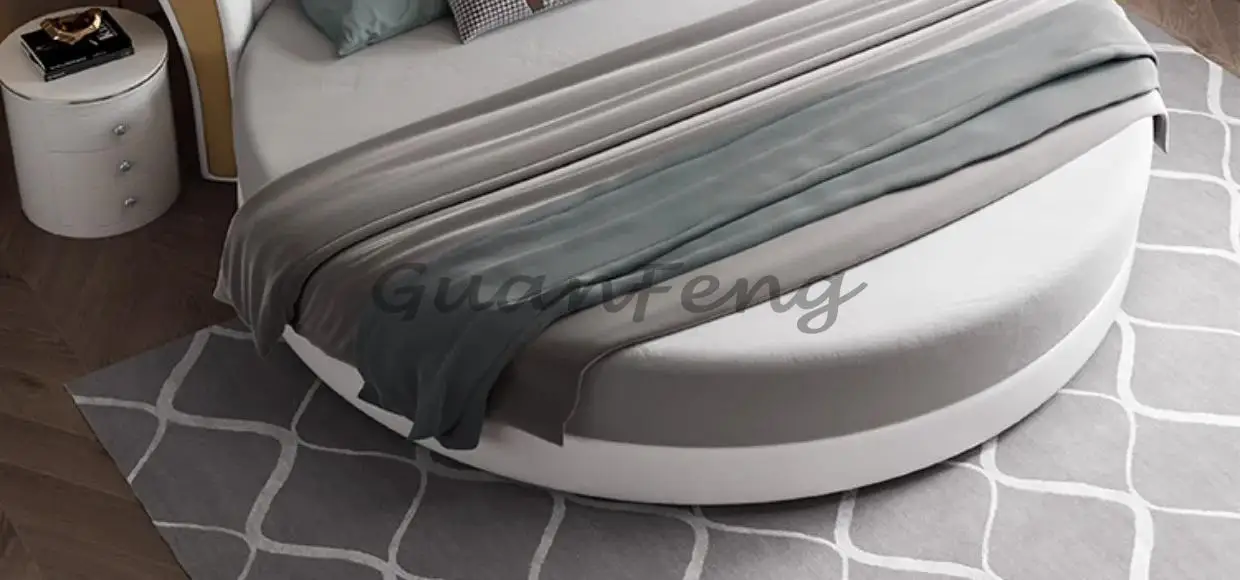 Modern Small Family Bed Round Minimalist Design Double Confortable Bed Wedding Fashionable Light Luxury Muebles Home Furniture