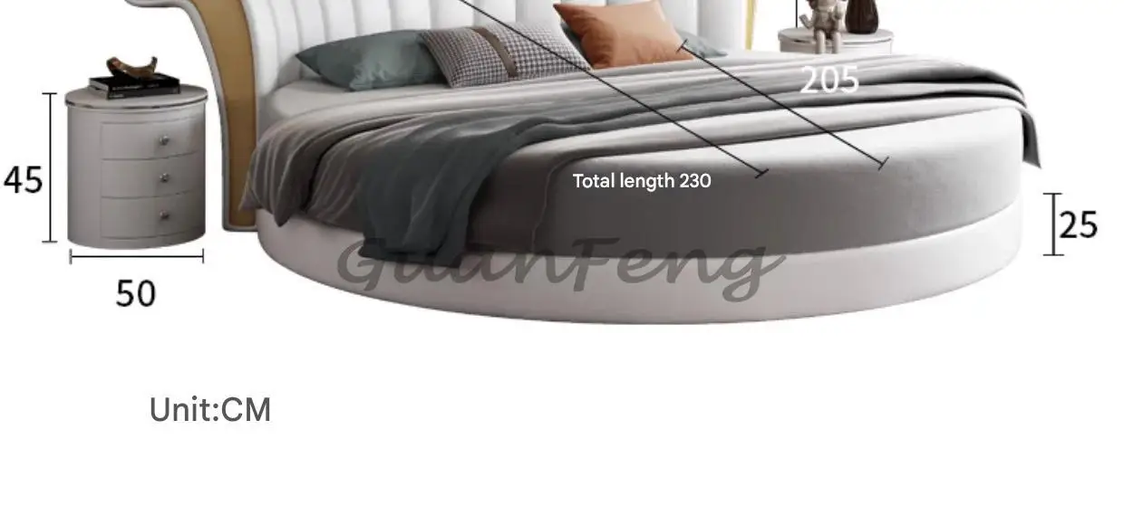 Modern Small Family Bed Round Minimalist Design Double Confortable Bed Wedding Fashionable Light Luxury Muebles Home Furniture