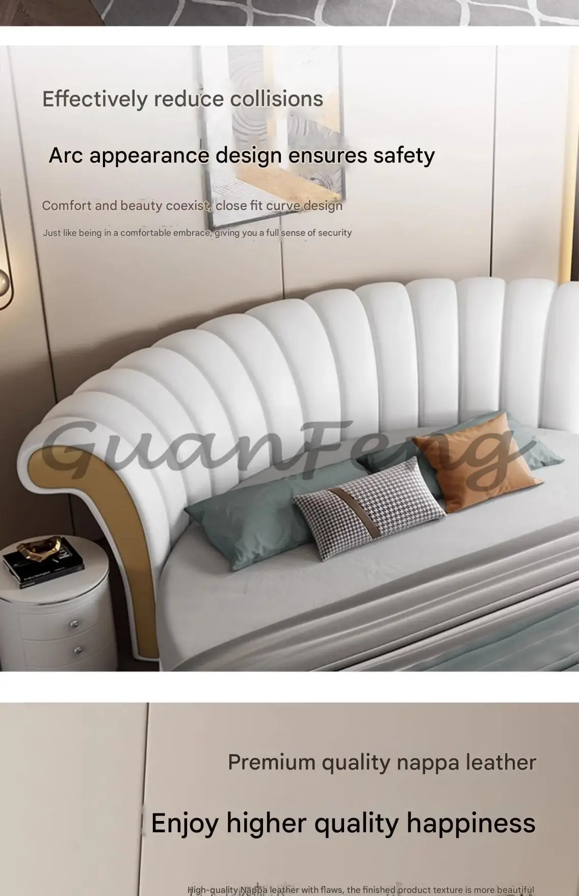 Modern Small Family Bed Round Minimalist Design Double Confortable Bed Wedding Fashionable Light Luxury Muebles Home Furniture