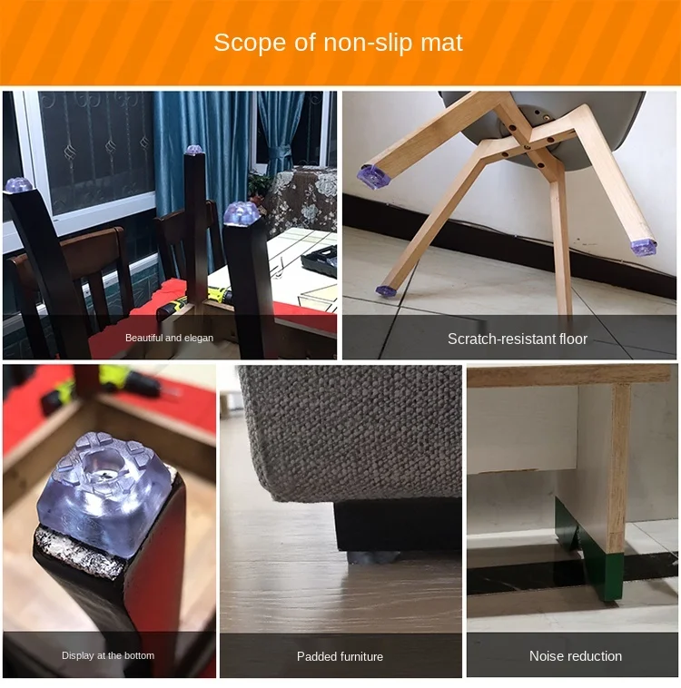 4pcs Rubber Transparent Non-slip Chair Leg Furniture Table Floor Feet Cover With Screws Mute Sofa Stool Protector Accessories