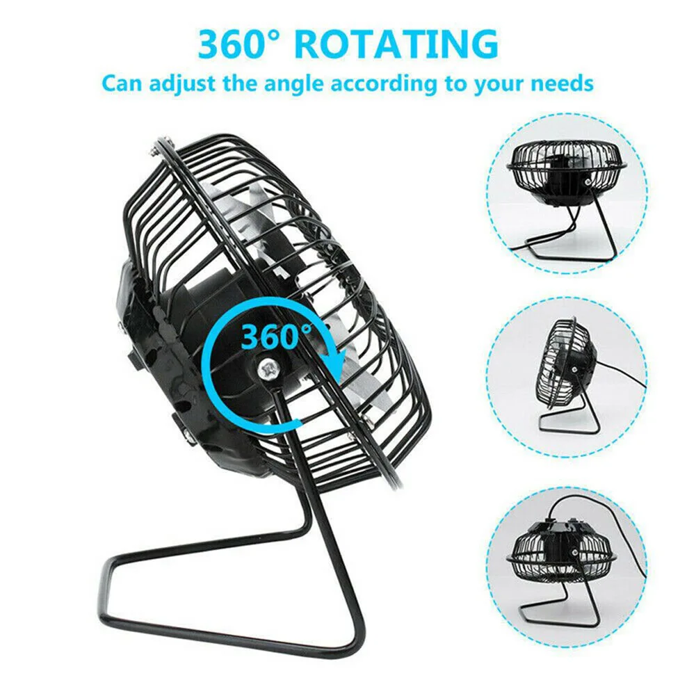 Mini Fan USB Fan 14.5*15cm Black Lightweight Rotatable USB Powered Emergencies And Outdoor Work High Quality Summer
