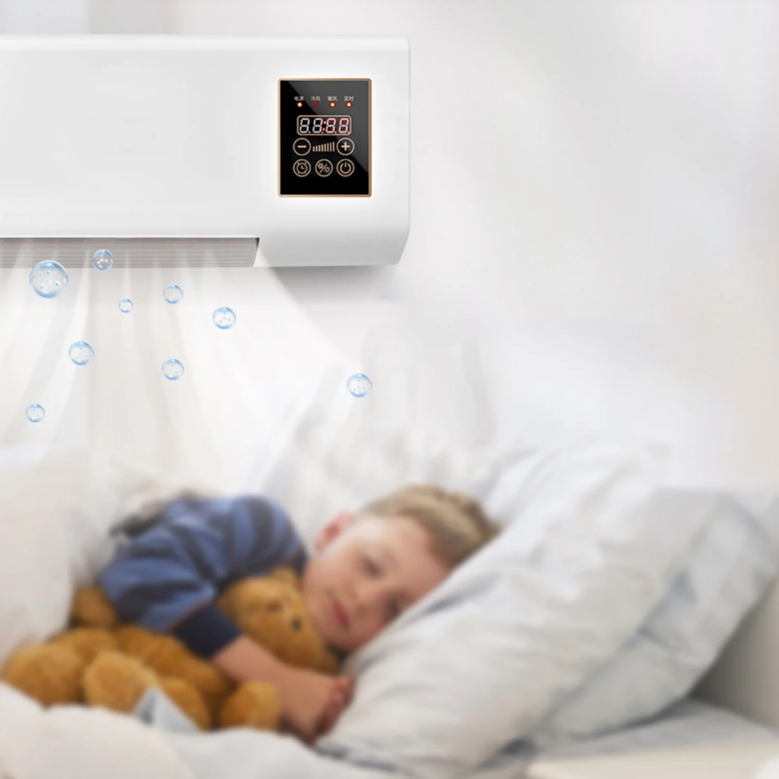 Wall Mounted Air Conditioner Mini Cooling and Heating Air Conditioner with Remote Control for Bedroom Living Room
