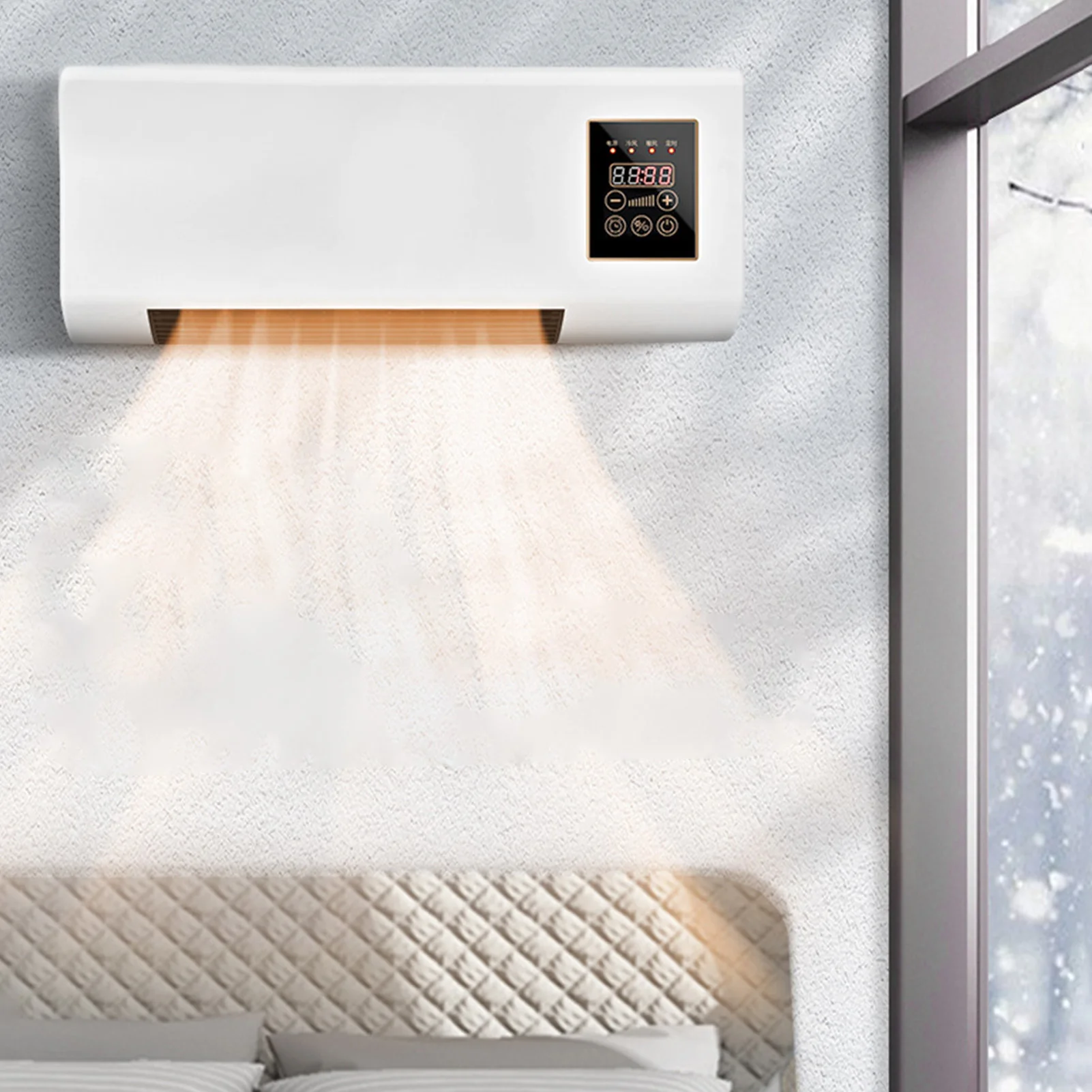 Wall Mounted Air Conditioner Mini Cooling and Heating Air Conditioner with Remote Control for Bedroom Living Room