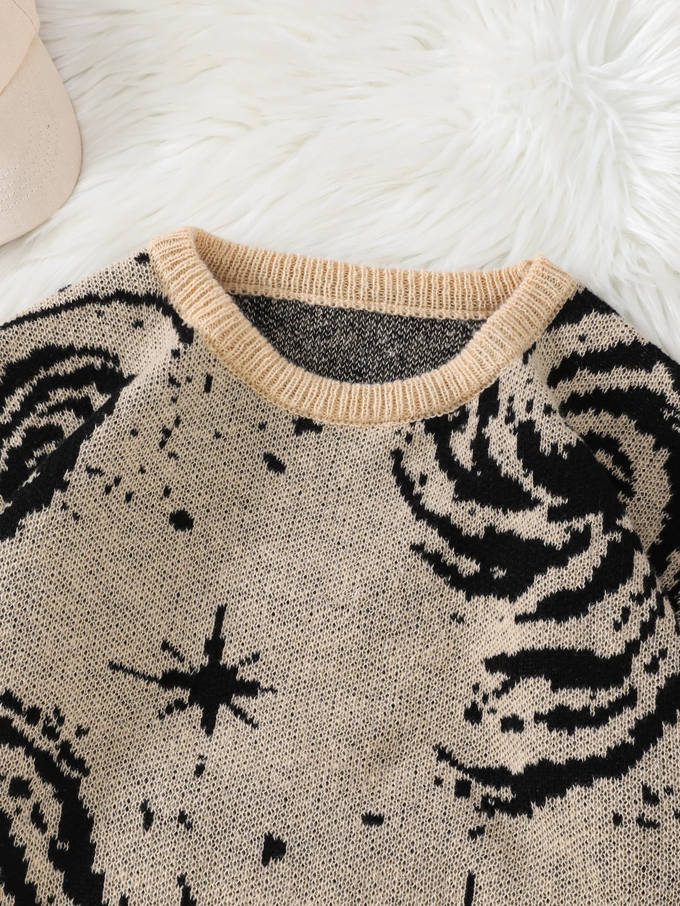 New Trendy Street Style Ripped Abstract Starry Sky Pattern Pullover Sweater Casual Crew Neck Knit Men's Pullover