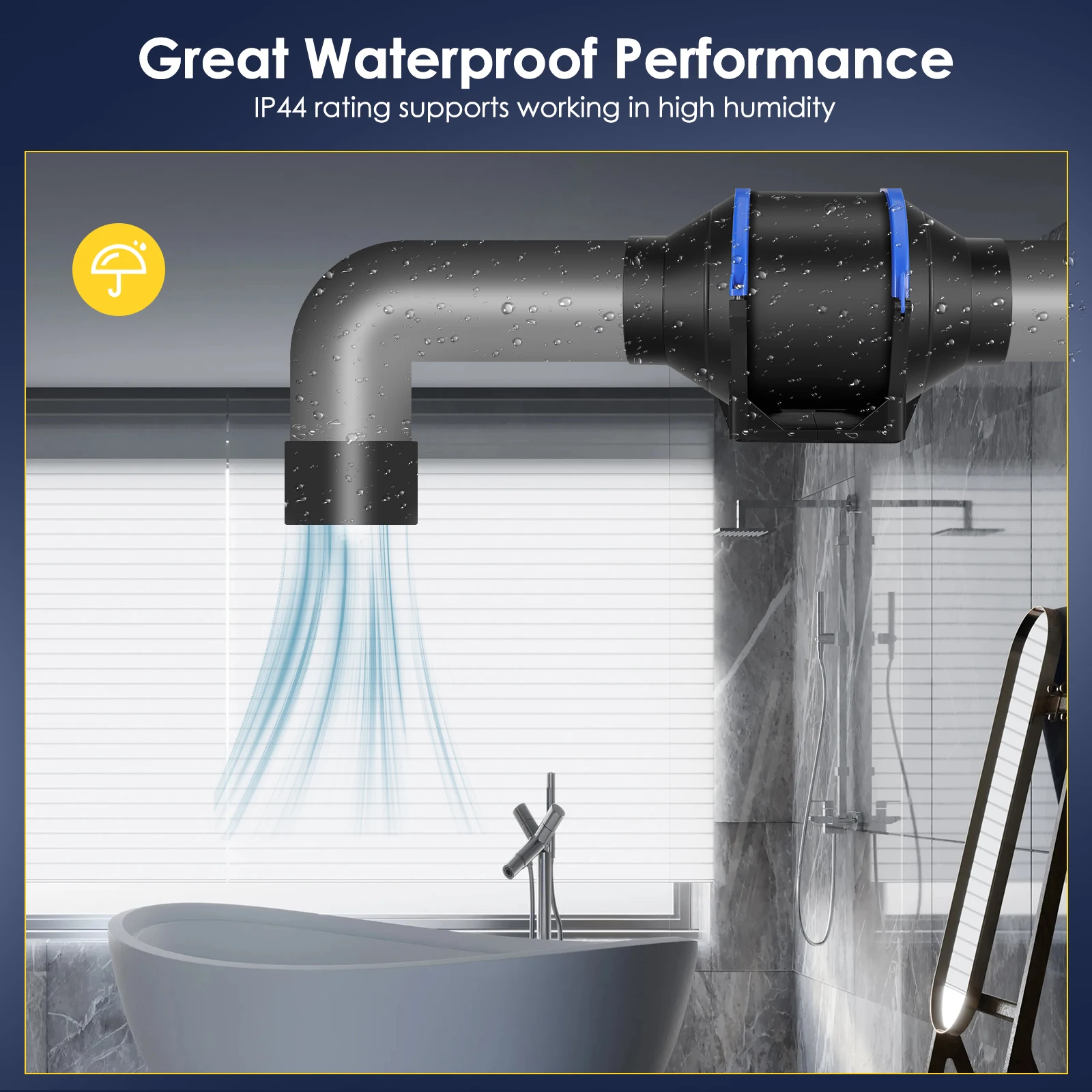 4/6 inch Inline Pipe Fan Duct Fan 100/150mm Variable Speed Air Ventilation Extractor Duct Fan for Kitchen,Bathroom,Toilet,Wall