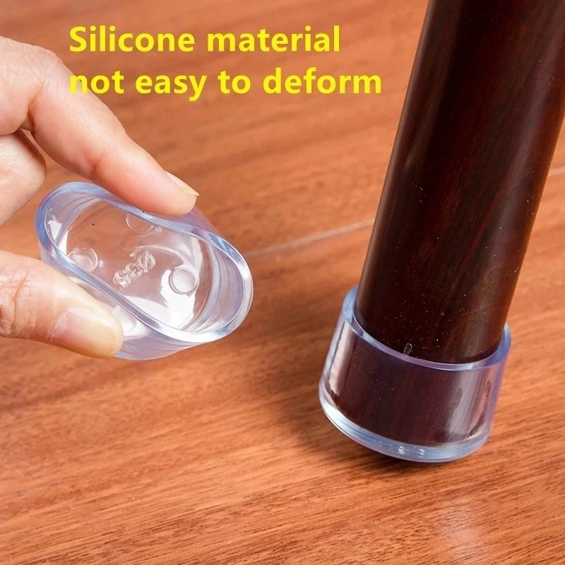 16Pcs Chair Leg Caps Rubber Feet Protector Pads Non-slip Transparent Table Covers Plugs Furniture Leveling Feet Home Decor