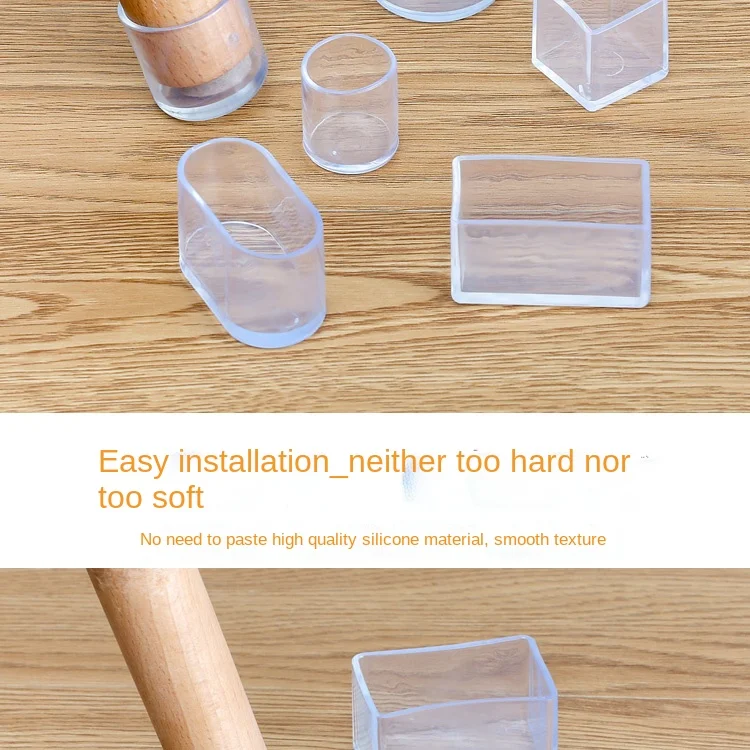 16Pcs Chair Leg Caps Rubber Feet Protector Pads Non-slip Transparent Table Covers Plugs Furniture Leveling Feet Home Decor