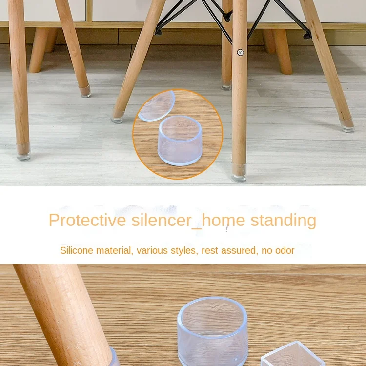 16Pcs Chair Leg Caps Rubber Feet Protector Pads Non-slip Transparent Table Covers Plugs Furniture Leveling Feet Home Decor