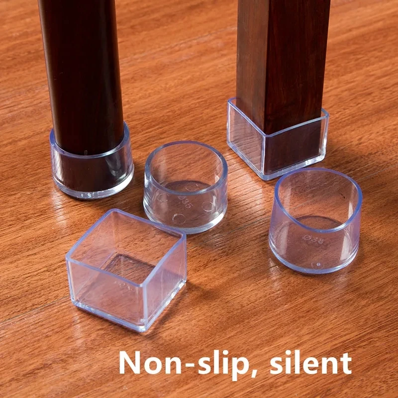 16Pcs Chair Leg Caps Rubber Feet Protector Pads Non-slip Transparent Table Covers Plugs Furniture Leveling Feet Home Decor