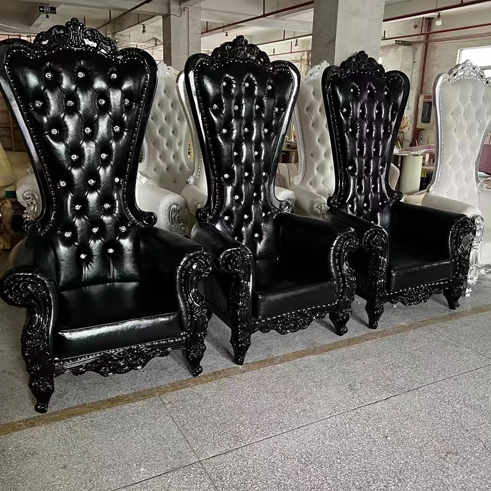 2pcs King Throne Chair High Back Royal Luxury Chair For Groom And Bride High Grade Hotel Furniture Throne Chair