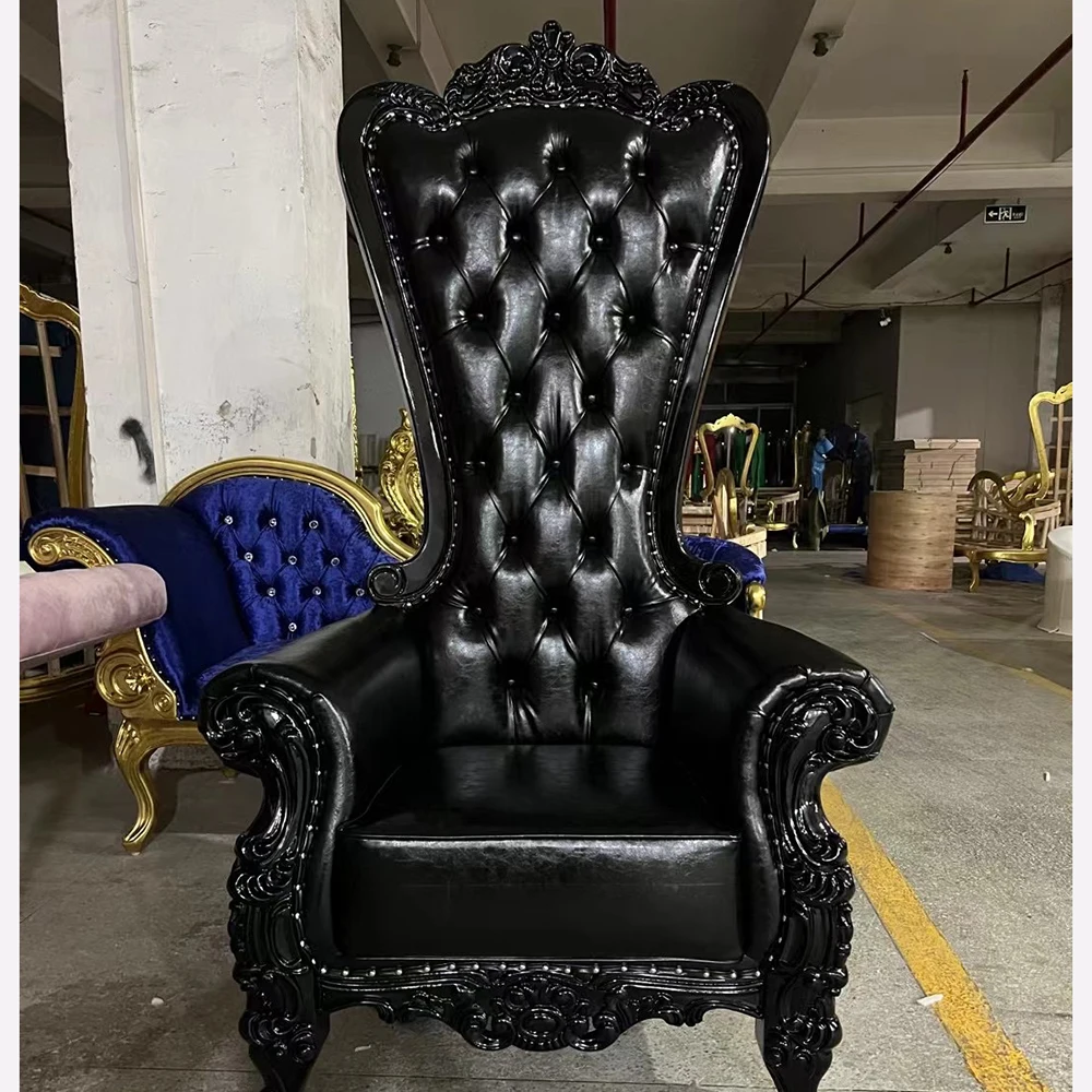 2pcs King Throne Chair High Back Royal Luxury Chair For Groom And Bride High Grade Hotel Furniture Throne Chair