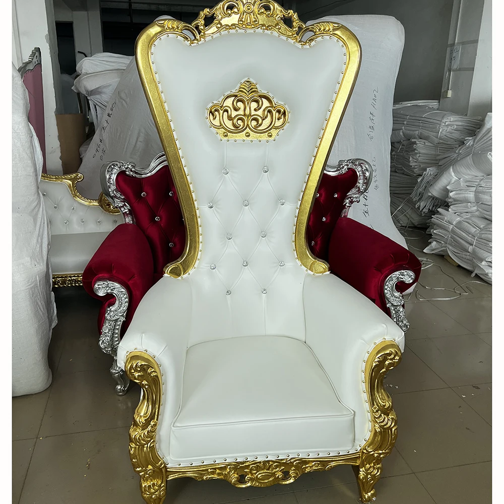 2pcs King Throne Chair High Back Royal Luxury Chair For Groom And Bride High Grade Hotel Furniture Throne Chair