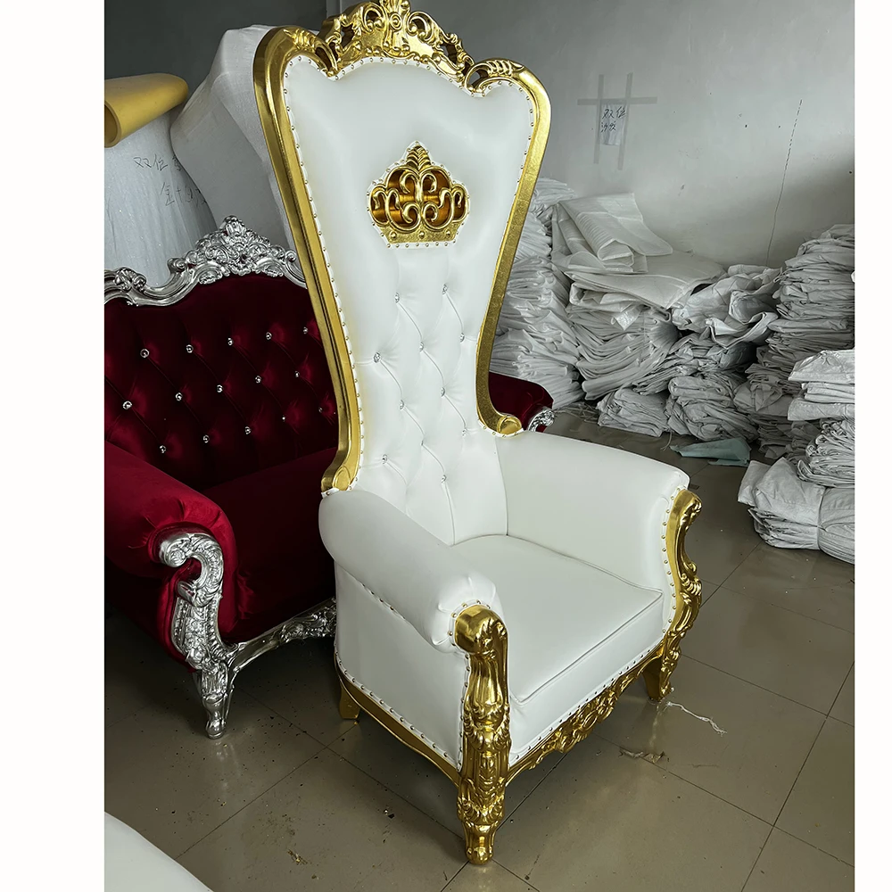2pcs King Throne Chair High Back Royal Luxury Chair For Groom And Bride High Grade Hotel Furniture Throne Chair