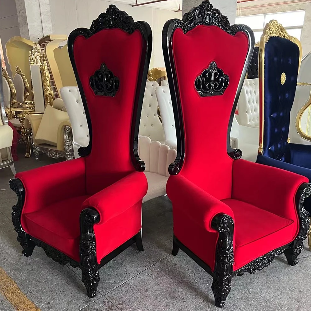 2pcs King Throne Chair High Back Royal Luxury Chair For Groom And Bride High Grade Hotel Furniture Throne Chair