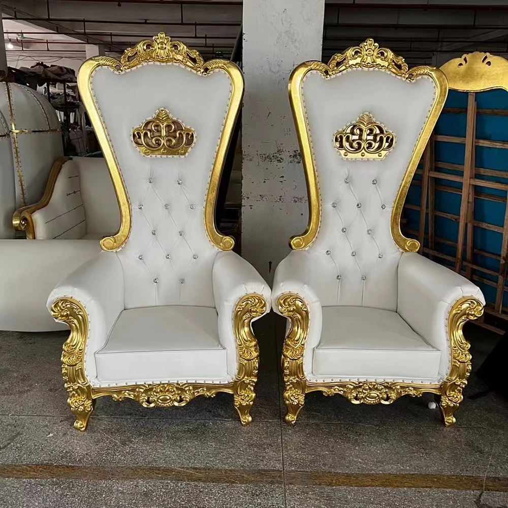 2pcs King Throne Chair High Back Royal Luxury Chair For Groom And Bride High Grade Hotel Furniture Throne Chair
