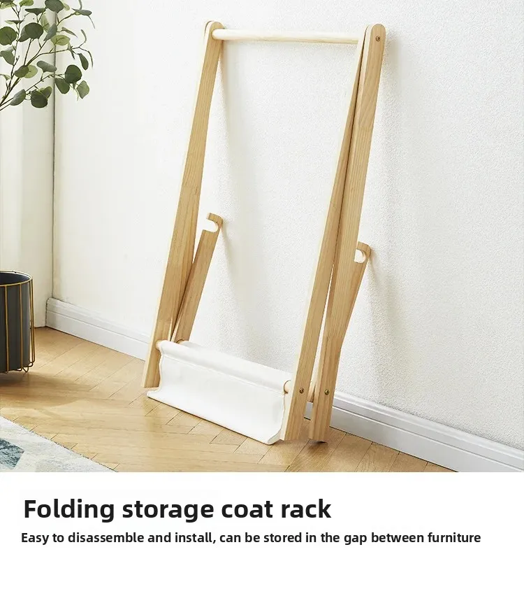 Solid Wood Floor Standing Clothes Hanger Simple Clothes Hanger Coat Drying Rack Stand Small in Kindergarten Performance Area