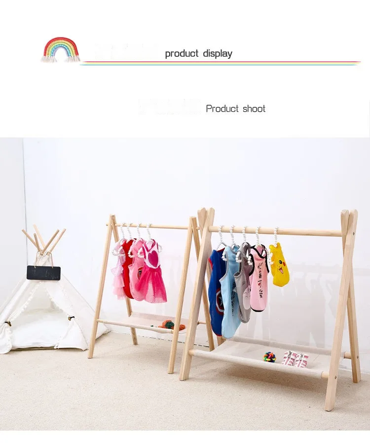 Pet Hanger Internet Celebrity Dog Clothes Rack Dog Clothes Rack Cabinet Solid Wood Storage Small Coat Rack Cat Floor Type