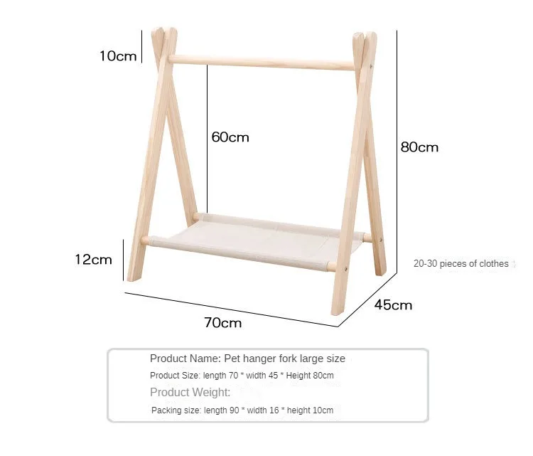 Pet Hanger Internet Celebrity Dog Clothes Rack Dog Clothes Rack Cabinet Solid Wood Storage Small Coat Rack Cat Floor Type
