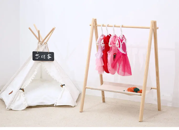 Pet Hanger Internet Celebrity Dog Clothes Rack Dog Clothes Rack Cabinet Solid Wood Storage Small Coat Rack Cat Floor Type