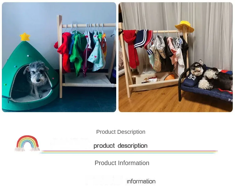 Pet Hanger Internet Celebrity Dog Clothes Rack Dog Clothes Rack Cabinet Solid Wood Storage Small Coat Rack Cat Floor Type