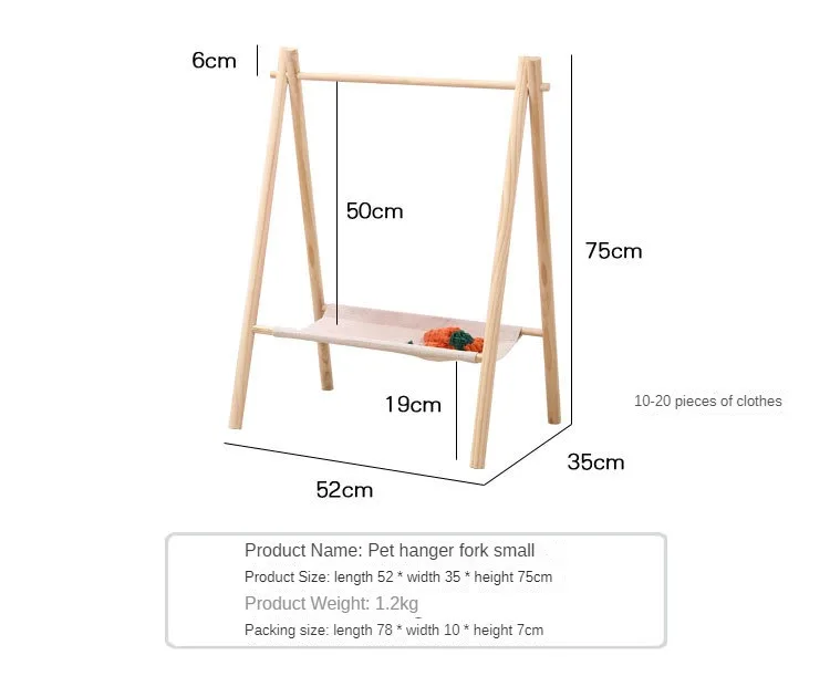 Pet Hanger Internet Celebrity Dog Clothes Rack Dog Clothes Rack Cabinet Solid Wood Storage Small Coat Rack Cat Floor Type