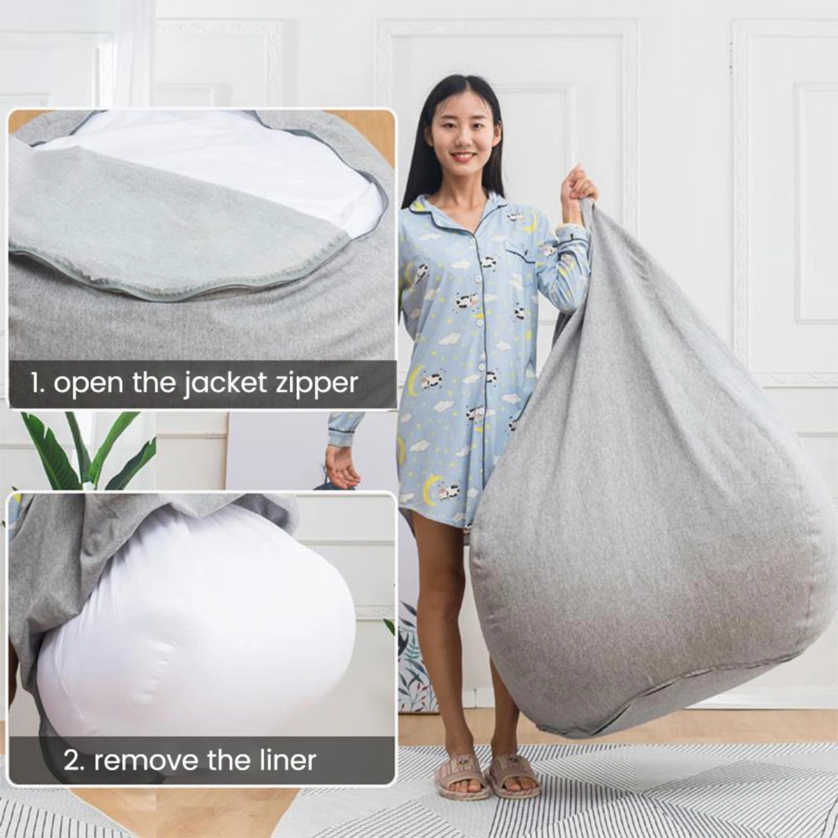 Adults Children Bean Bag Cover Large Lazy Sofa Chair Cover without Filler Cotton Linen Beanbag Chair Seat Ottoman Puff Sac