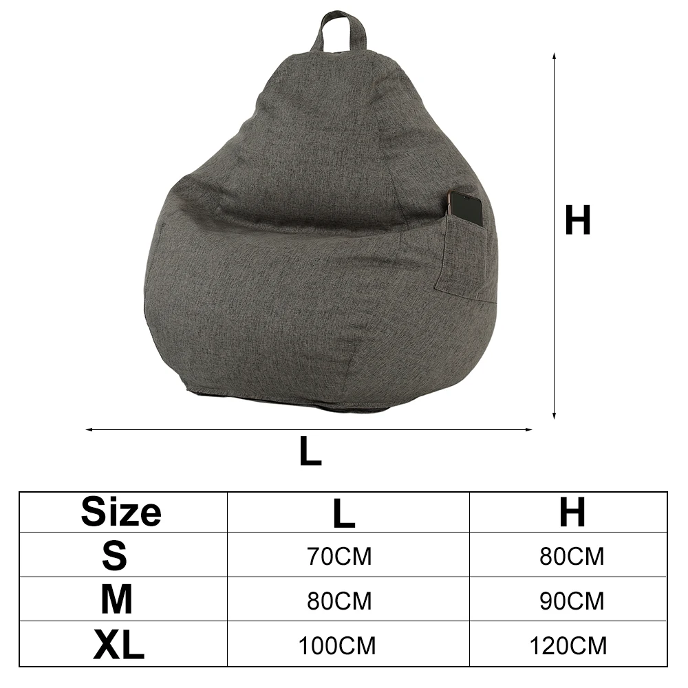 Adults Children Bean Bag Cover Large Lazy Sofa Chair Cover without Filler Cotton Linen Beanbag Chair Seat Ottoman Puff Sac