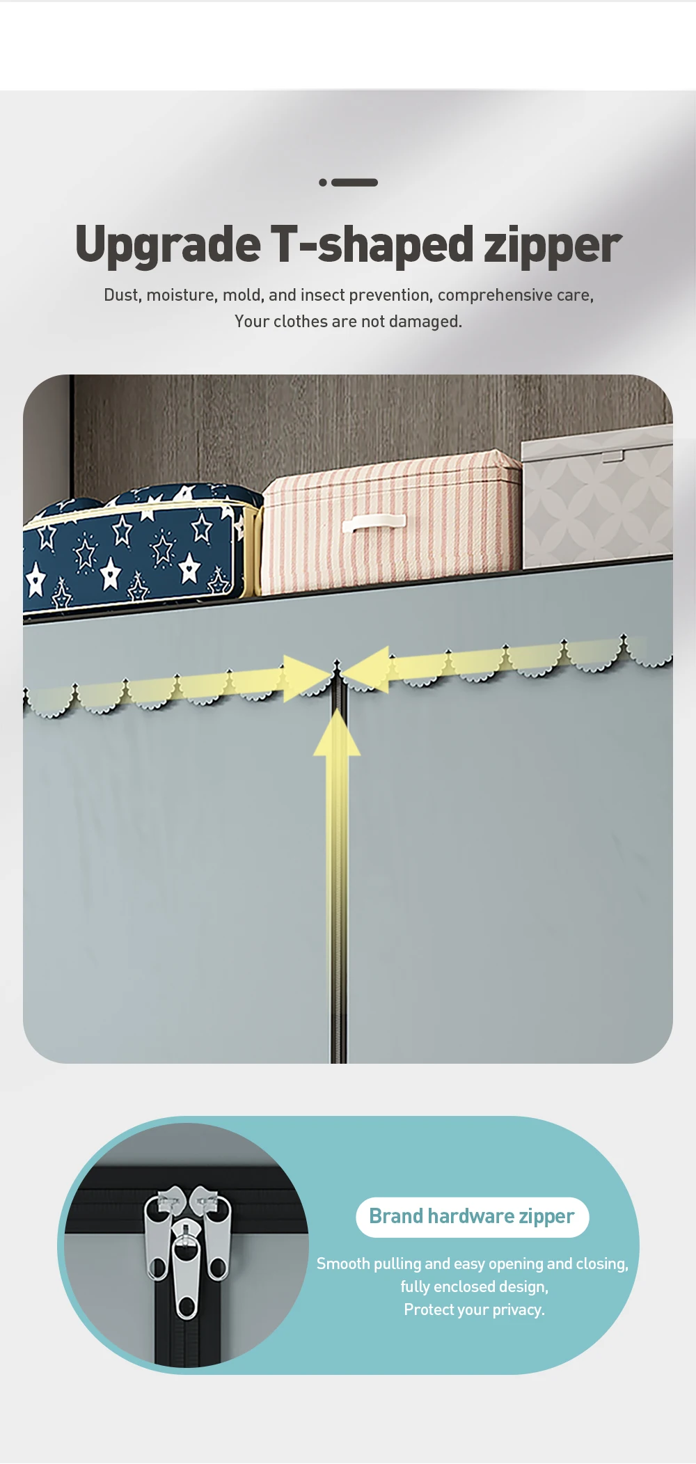 Waterproof Double Rod Non - Woven Storage: Durable, Minimalist Fabric Wardrobe with Ample Space & High Practicality