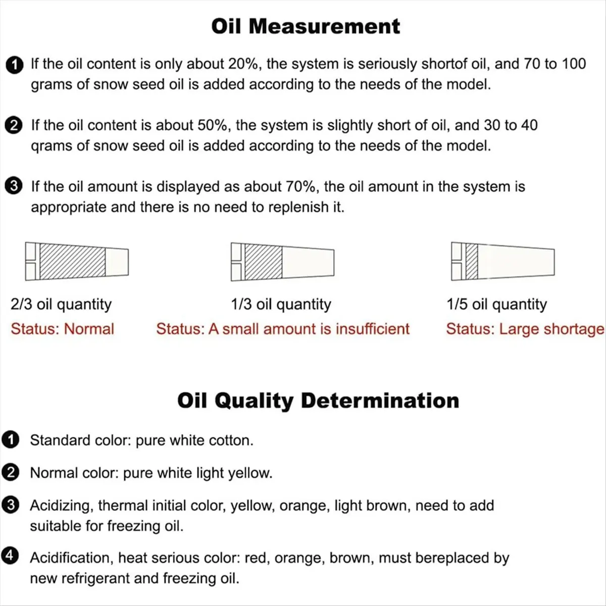 10PCS Car Aircon Oil Checker Refrigerant Oil Analyzer AC Oil Teste R134A Refrigeration Oil Level Checker
