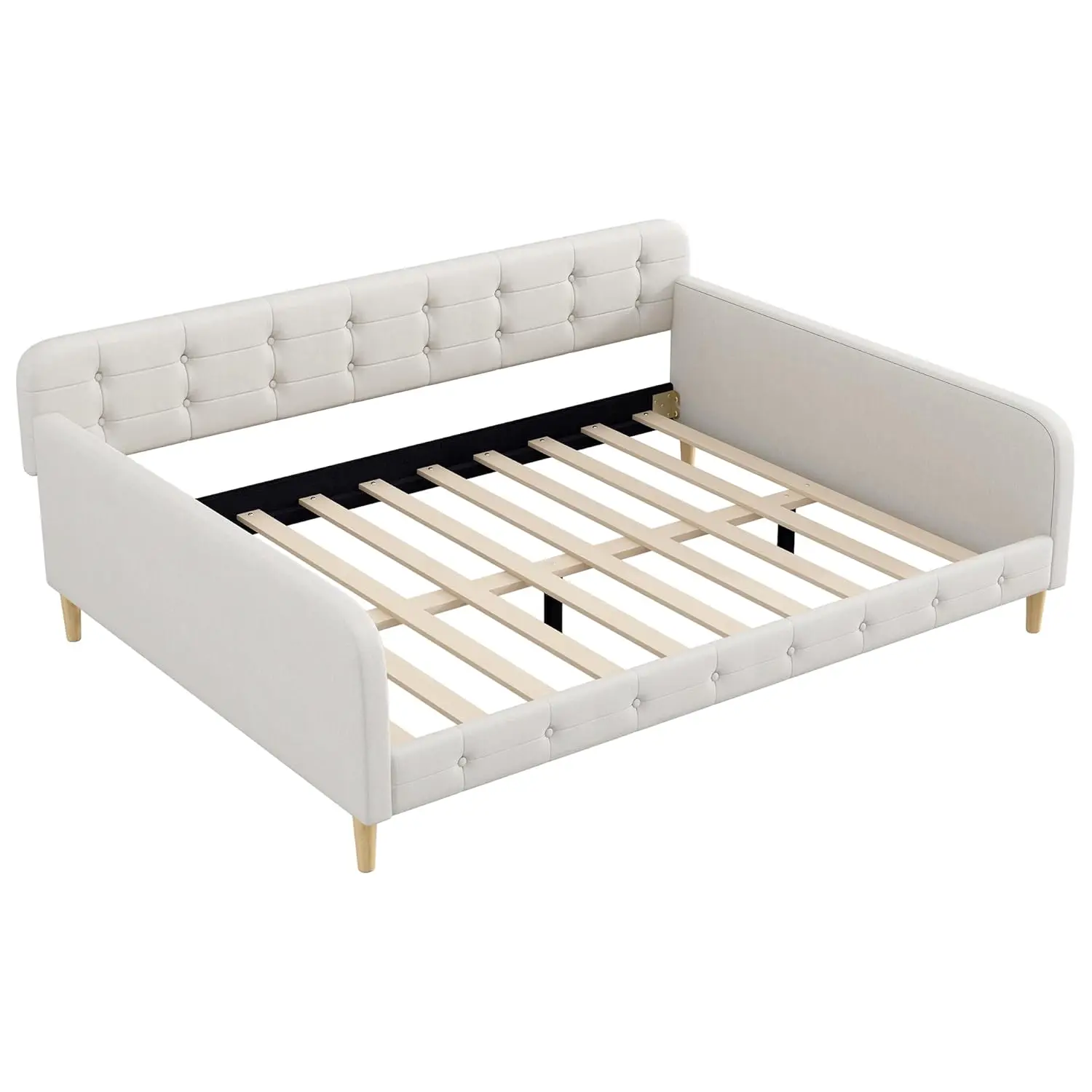 Queen Upholstered Daybed Button Tufted Sofa Bed Frame Wood Slats Living Room Guest Room Easy Assembly Customized