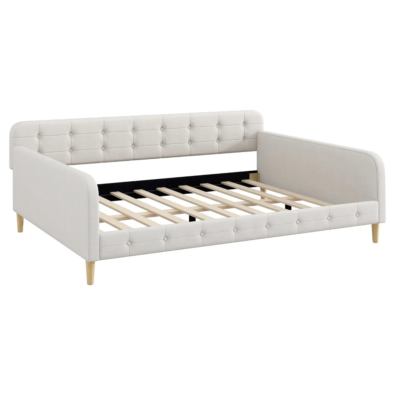 Queen Upholstered Daybed Button Tufted Sofa Bed Frame Wood Slats Living Room Guest Room Easy Assembly Customized