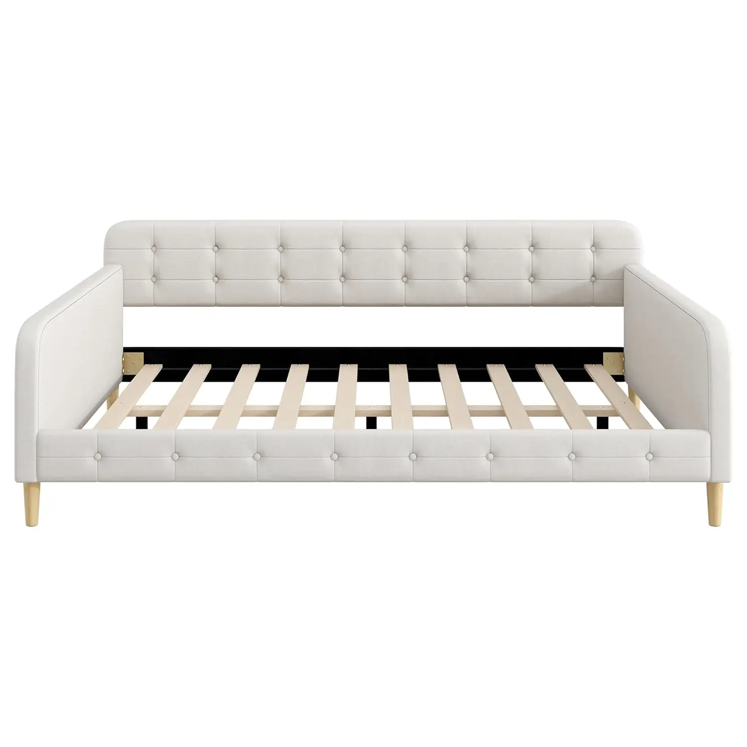 Queen Upholstered Daybed Button Tufted Sofa Bed Frame Wood Slats Living Room Guest Room Easy Assembly Customized