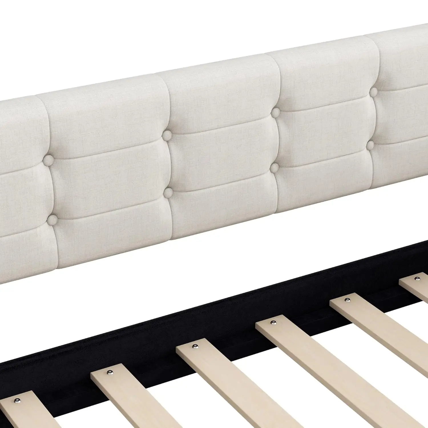 Queen Upholstered Daybed Button Tufted Sofa Bed Frame Wood Slats Living Room Guest Room Easy Assembly Customized