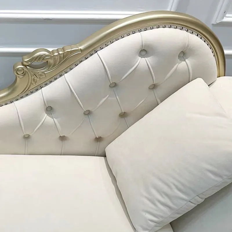 HYS solid wood carving flower living room princess chair French bedroom bedside couch leisure fabric recliner sofa