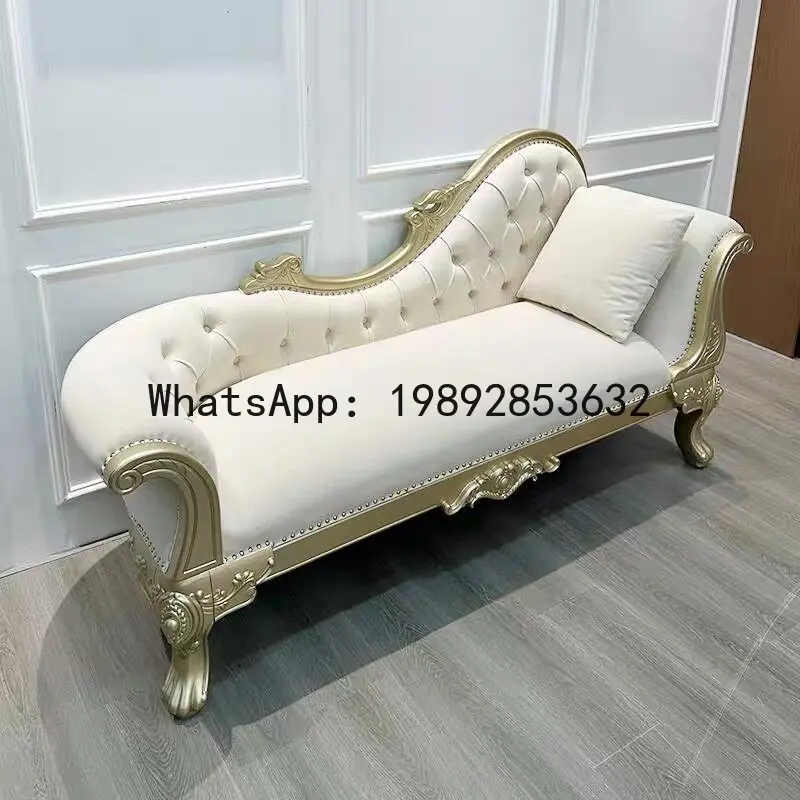 HYS solid wood carving flower living room princess chair French bedroom bedside couch leisure fabric recliner sofa