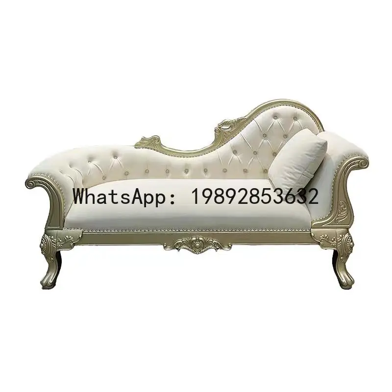 HYS solid wood carving flower living room princess chair French bedroom bedside couch leisure fabric recliner sofa