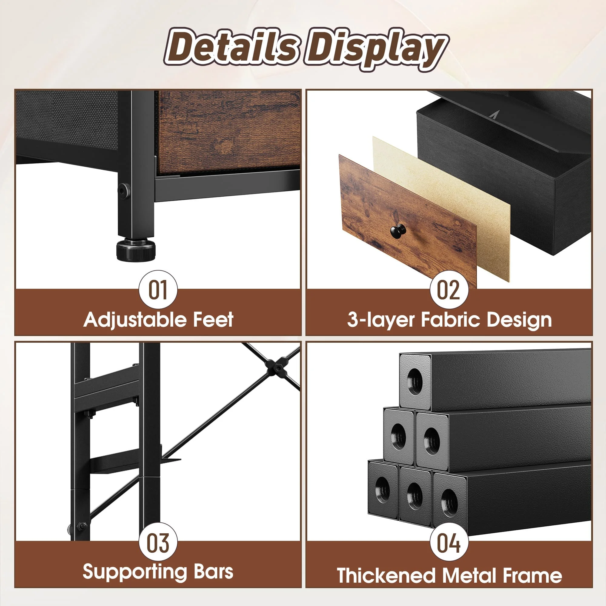 EnHomee Dresser With 12 Drawers, Tall Dressers For Bedroom With Wood Top Metal Frame, Chest Of Drawers For Living Room, Closets,