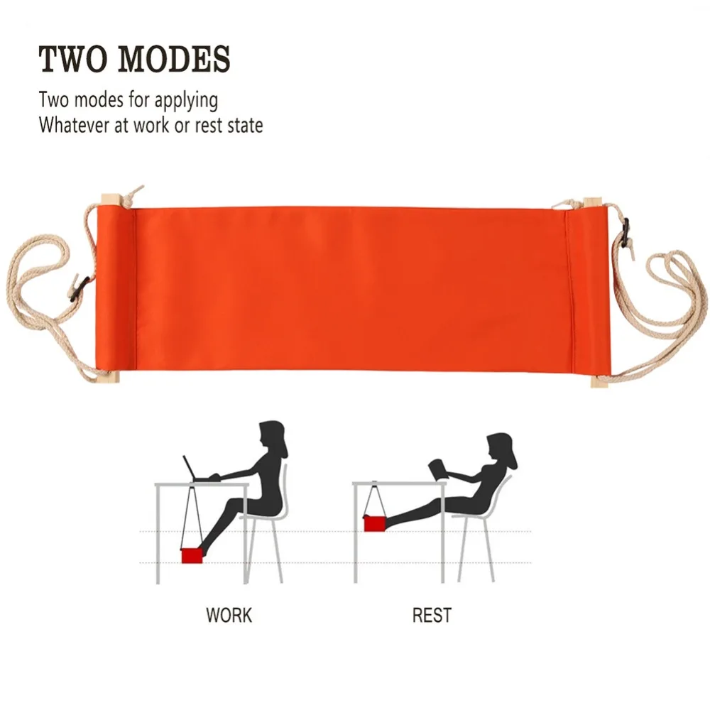 Ergonomic Adjustable Foot Hammock Portable Tool-free Desk Foot Rest Foldable Breathable Office Foot Support Airplane Travel