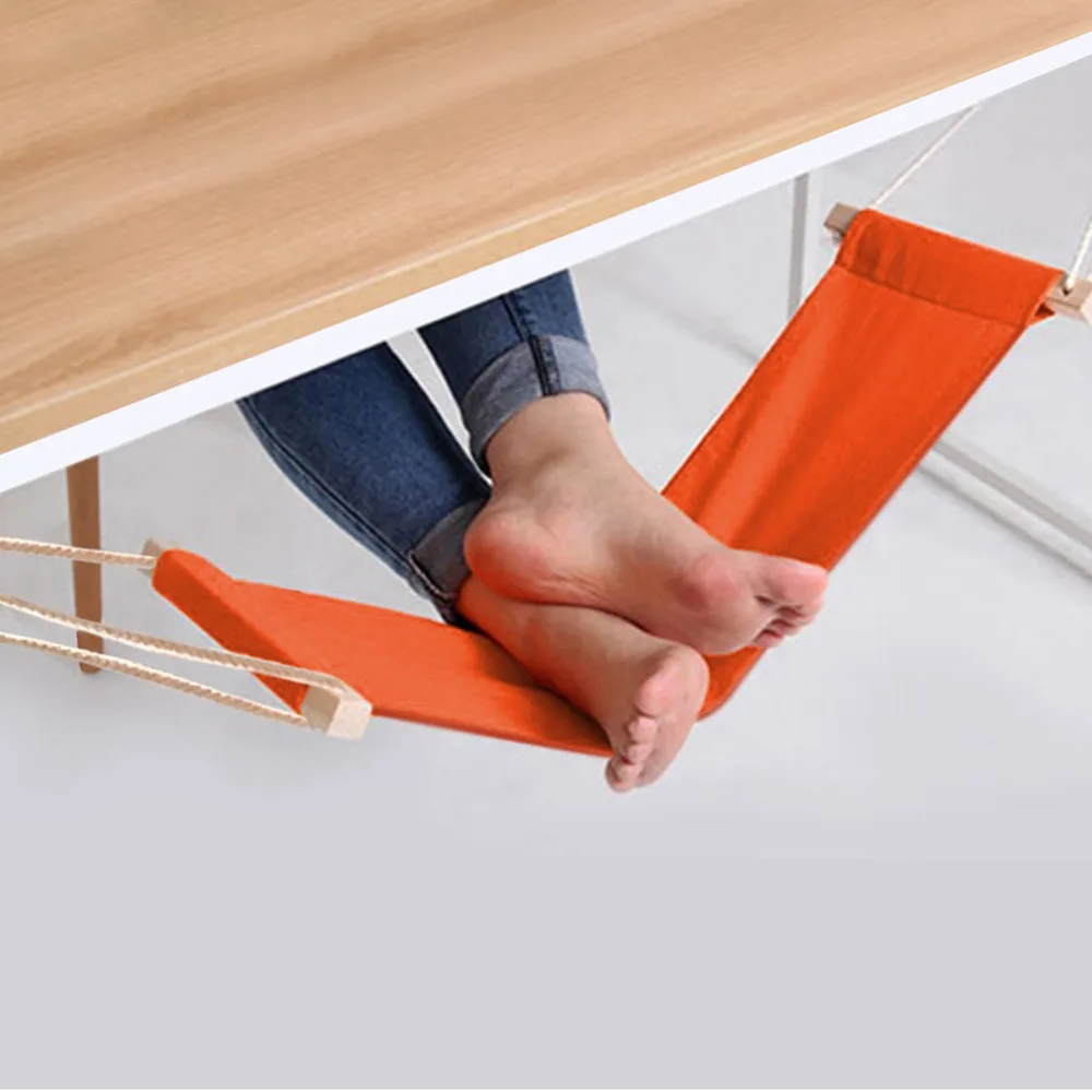 Ergonomic Adjustable Foot Hammock Portable Tool-free Desk Foot Rest Foldable Breathable Office Foot Support Airplane Travel