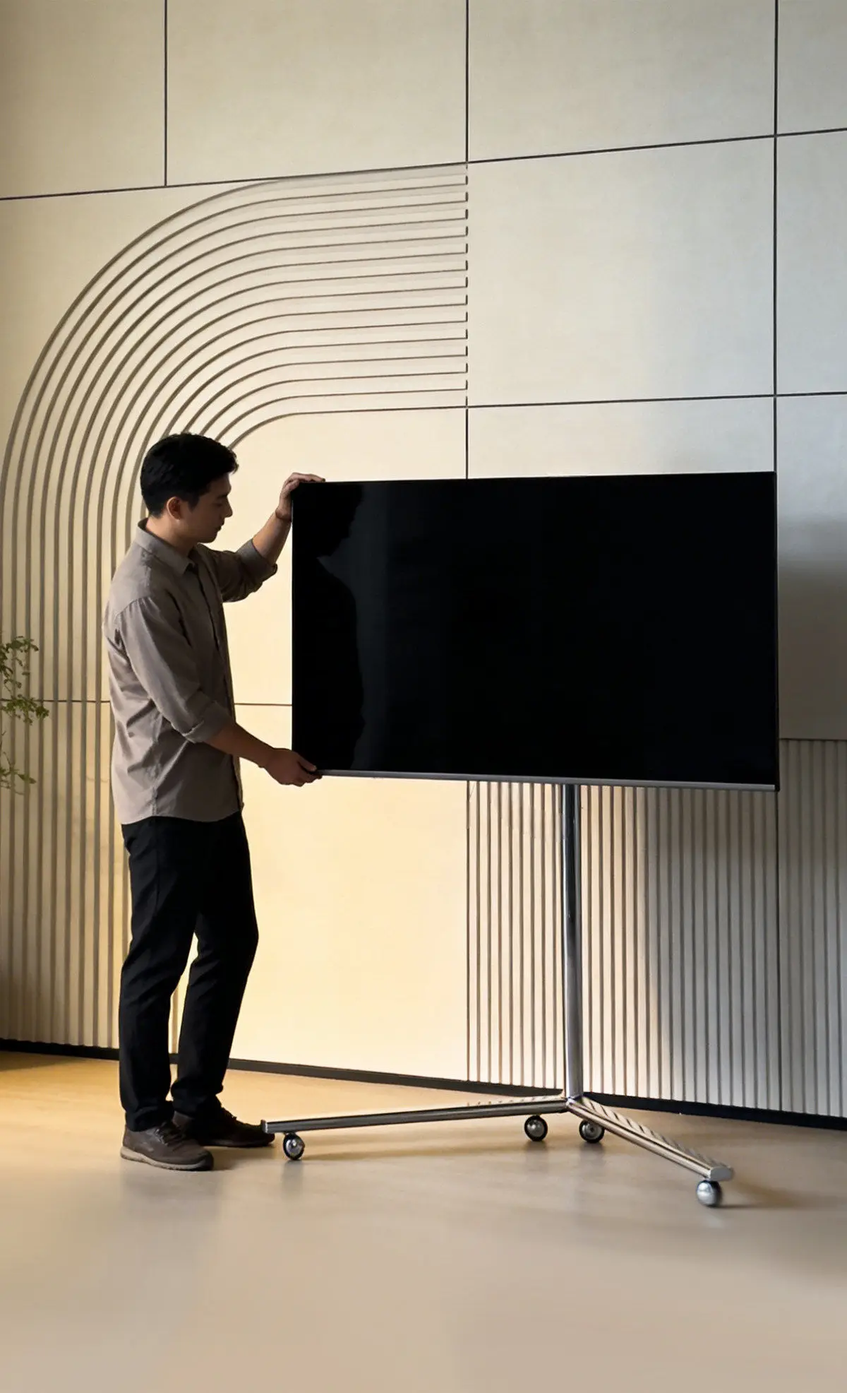 Movable TV Bracket Floor Vertical Telescopic Frame with Wheels TV Stand Monitor Stands for 40-85 Inches Removable TV Cradle