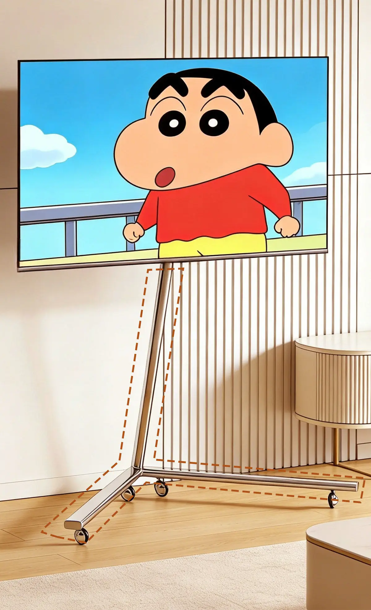 Movable TV Bracket Floor Vertical Telescopic Frame with Wheels TV Stand Monitor Stands for 40-85 Inches Removable TV Cradle