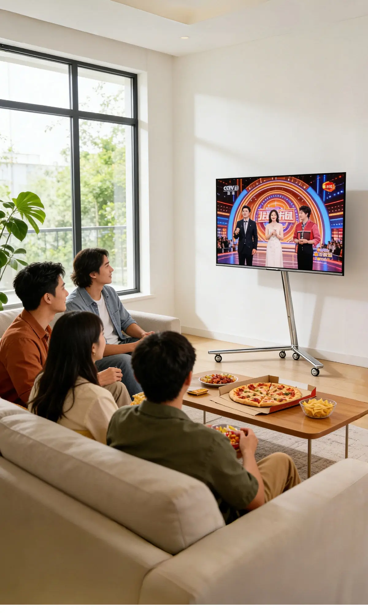 Movable TV Bracket Floor Vertical Telescopic Frame with Wheels TV Stand Monitor Stands for 40-85 Inches Removable TV Cradle