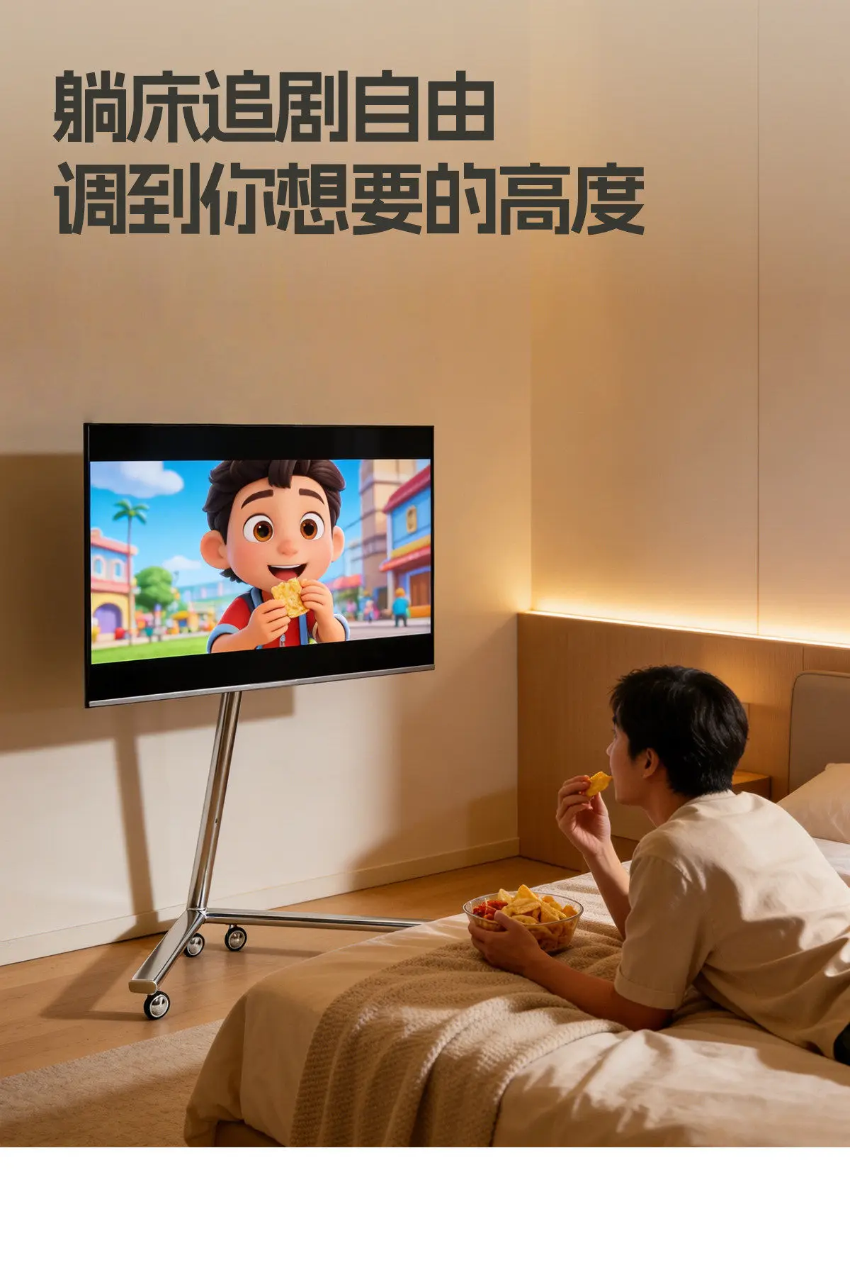 Movable TV Bracket Floor Vertical Telescopic Frame with Wheels TV Stand Monitor Stands for 40-85 Inches Removable TV Cradle