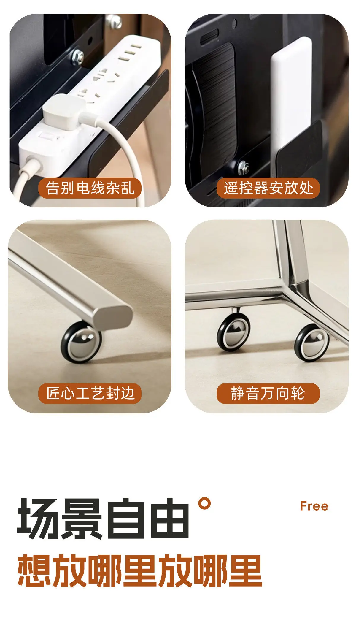 Movable TV Bracket Floor Vertical Telescopic Frame with Wheels TV Stand Monitor Stands for 40-85 Inches Removable TV Cradle