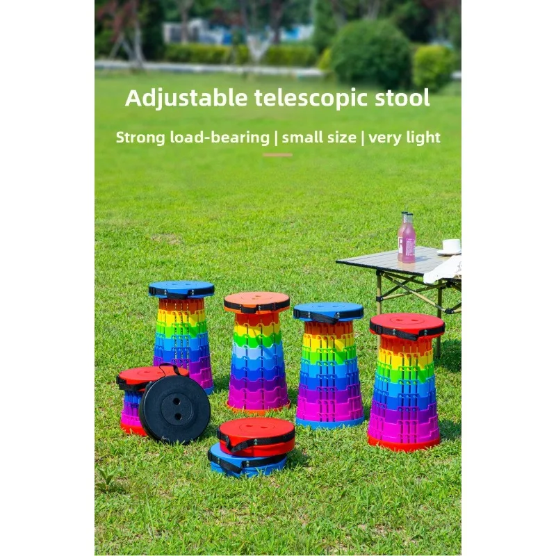 Folding stool - Portable outdoor travel bench - Adjustable and extendable fishing chair - Stool for camping - Small stool