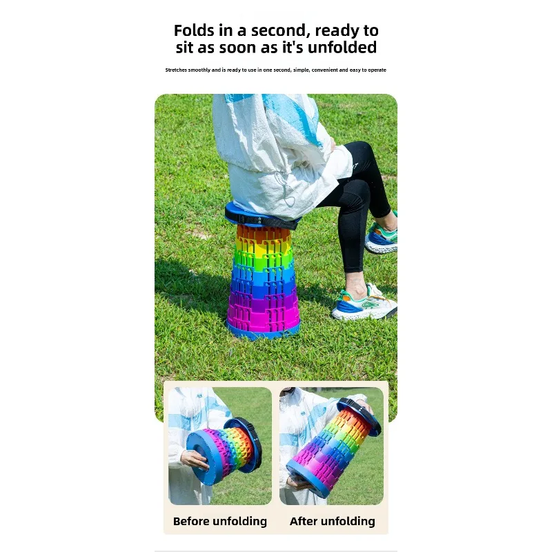 Folding stool - Portable outdoor travel bench - Adjustable and extendable fishing chair - Stool for camping - Small stool